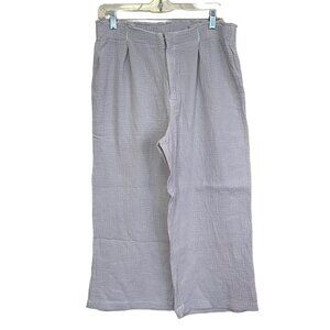 Hello Nite Gray Gauze Elastic Waist Wide Leg Crop Pants NWT Medium